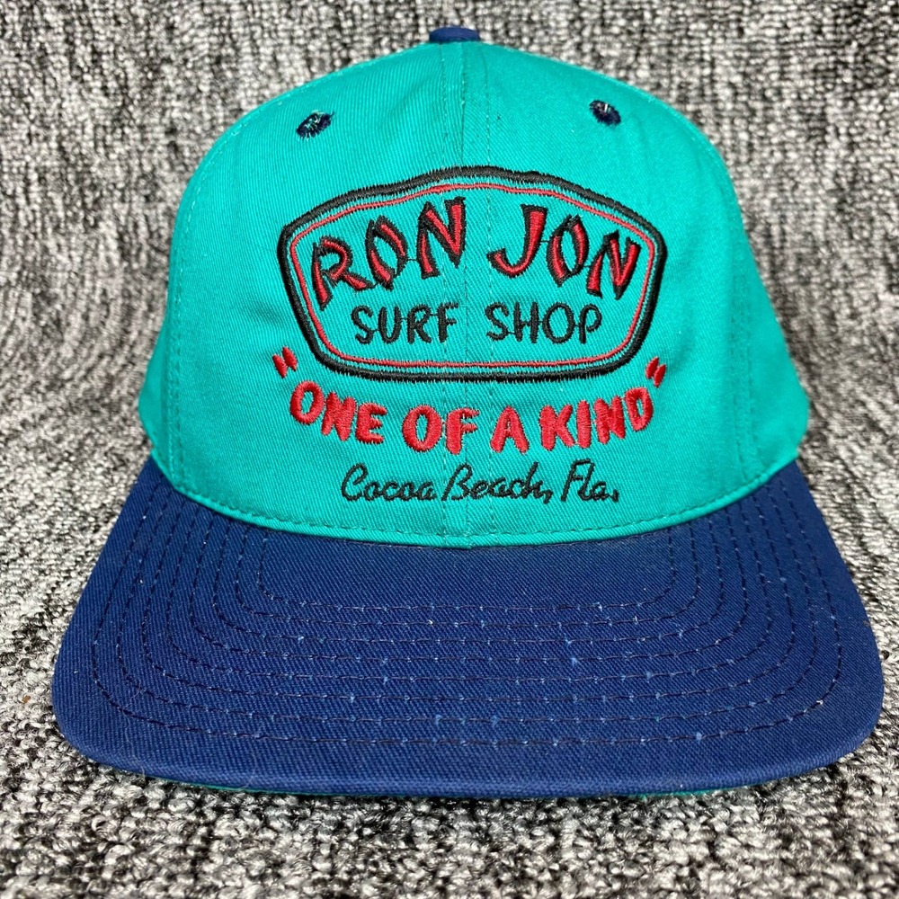 Vintage Ron Jon Surf Shop Hat One Of A Kind Cocoa Beach Florida Teal Snapback